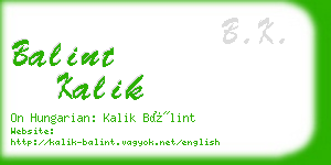 balint kalik business card